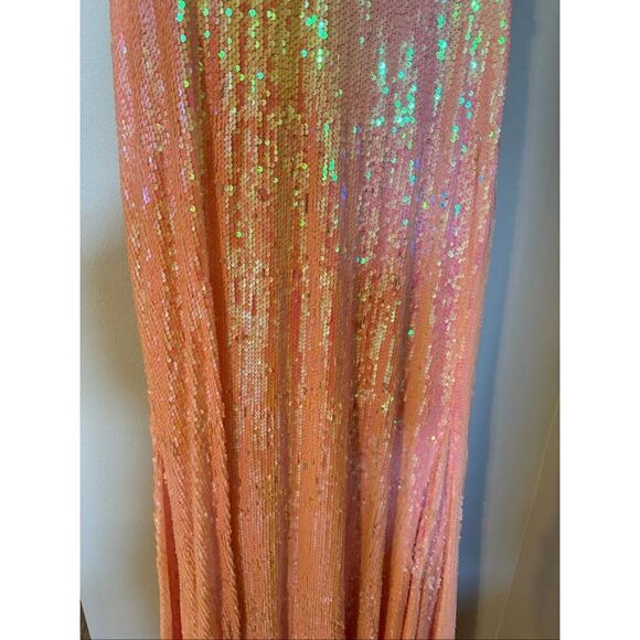 Ieena Mac Duggal Size 12 Strapless Sequin Formal Gown Coral Pink Sparkle NWT - Picture 14 of 16